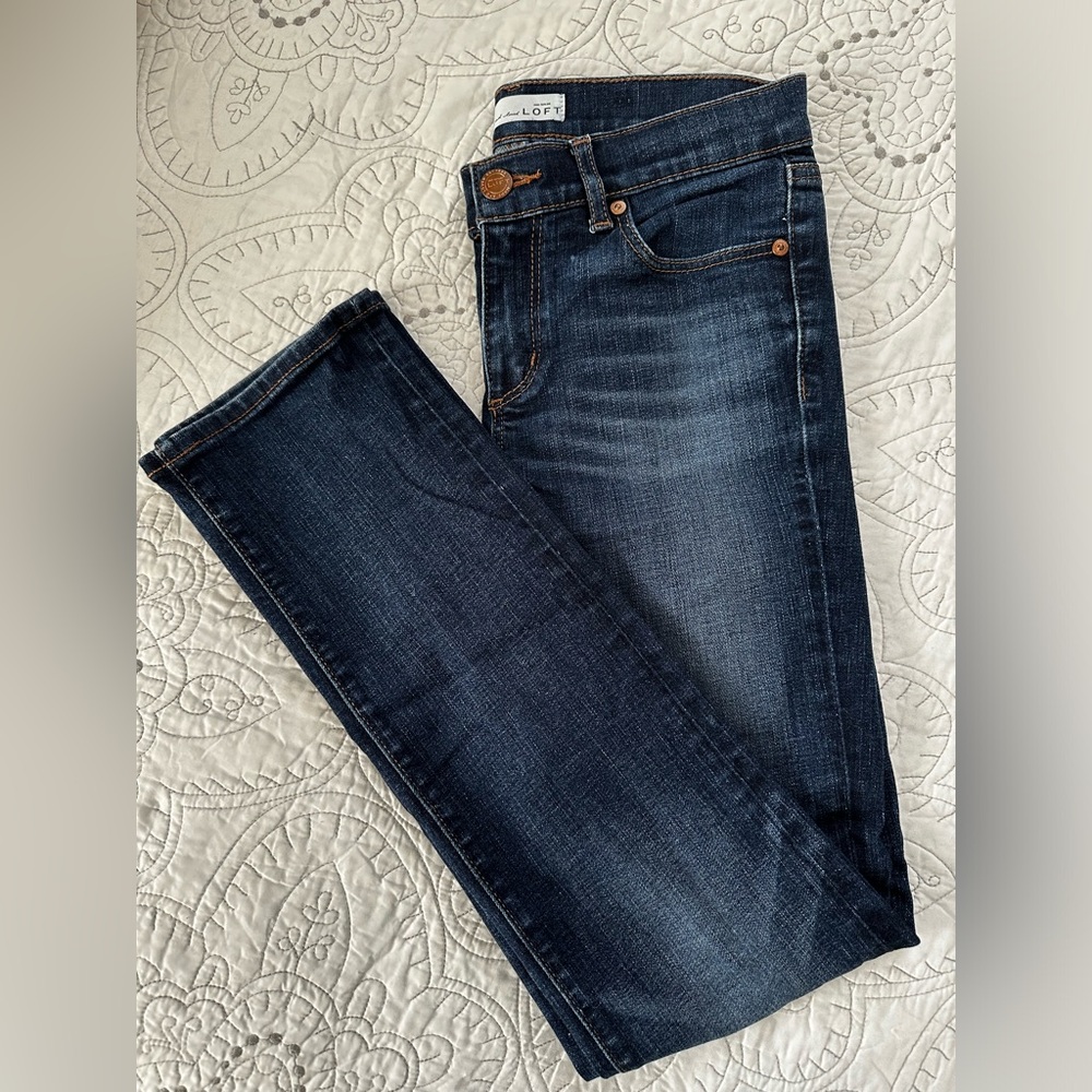 Loft Modern Straight Dark Blue Jeans Size 2